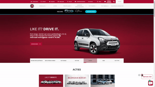 Voorbeeld Slider homepage Fiat versneld