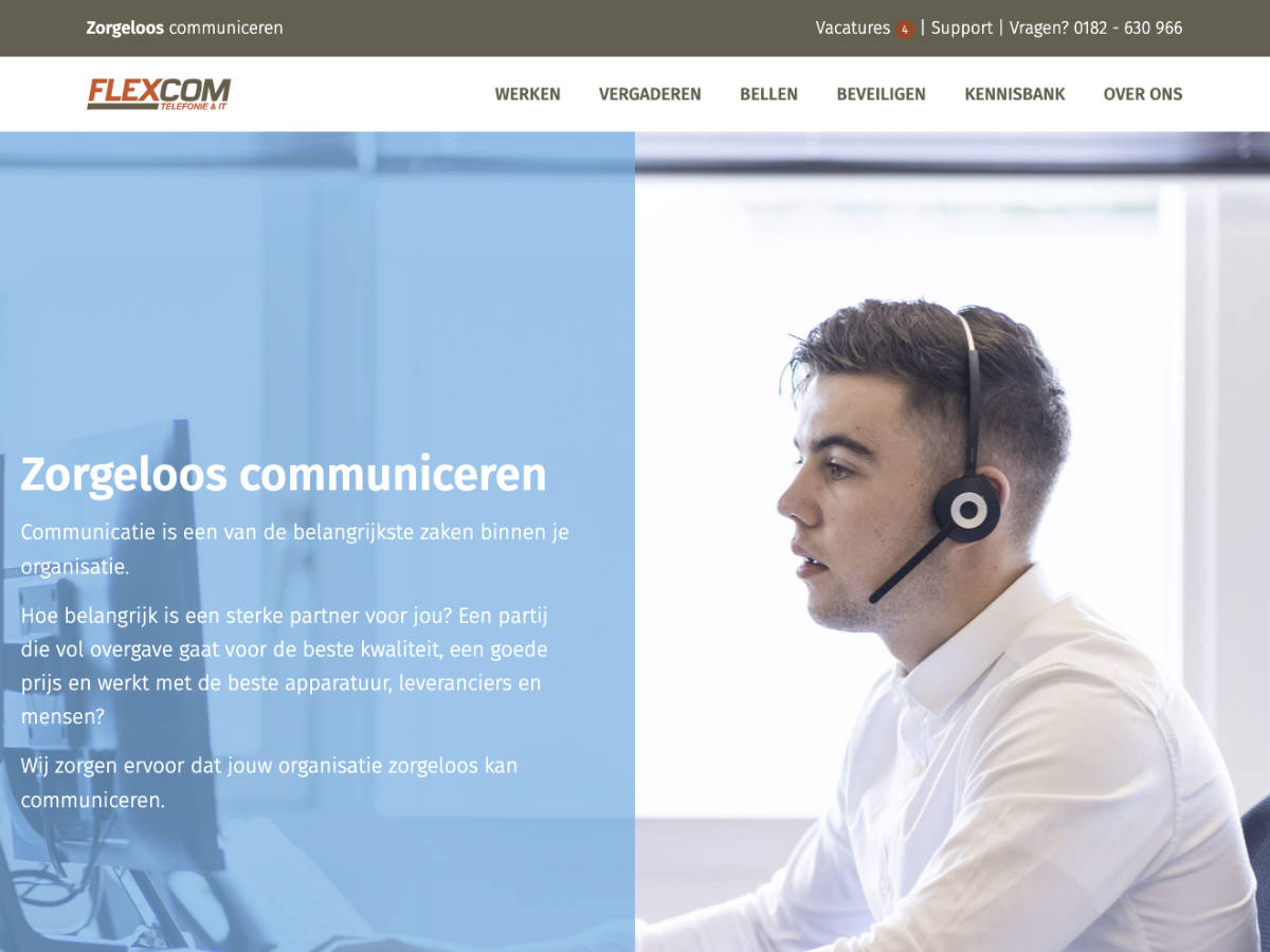 Screenshot nieuwe website voor Flexcom - klantcase Fris Online